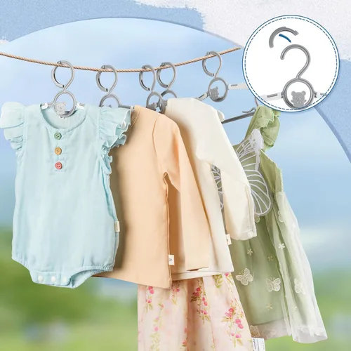 Vista 4 de Perchas ajustables para bebé, extensibles y apilables, perchas de plástico antideslizante de 11 a 14 pulgadas, perchas para niños pequeños