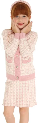 Vista 3 de Mud Kingdom Lindo conjunto de falda de punto acanalado para niñas pequeñas, estilo escolar