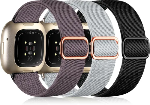Vista 15 de Maledan Bandas Compatibles con Correas de Reloj Fitbit Versa 3/4 y Sense/Sense 2, Pulseras Deportivas de Tela Elástica Ajustable para Hombres