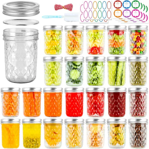 Vista 8 de 40 unidades de tarros Mason de 4 oz con tapas y bandas regulares, tarros pequeños para conservas, tarros de vidrio mini para mermelada, miel