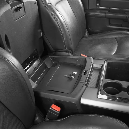 Vista 4 de Hooke Road RAM 1500 Caja Fuerte de Consola de Seguridad con Cerradura Caja de Bóveda Consola Central Almacenamiento Interior para Camioneta Dodge