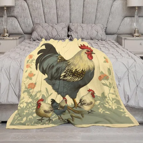 Vista 6 de Manta de gallos orgánica de forro polar de pollo de 30 x 40 pulgadas, manta de franela para sofá, cama para adultos, niños, adolescentes, regalo