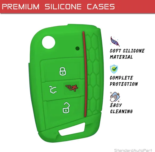 Vista 2 de StandardAutoPart Funda de silicona para llave inteligente con control remoto de proximidad de 4 botones, compatible con Volkswagen Golf Jetta GTI
