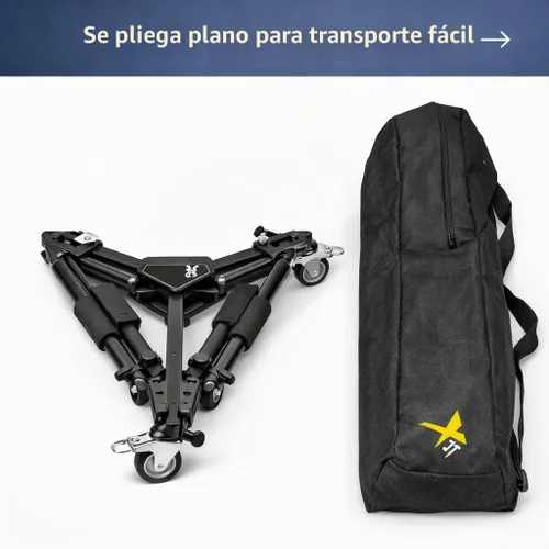 Vista 5 de Elite Series - Trípode universal profesional con ruedas de bloqueo y bloqueo de un solo paso para todas las cámaras y videocámaras y un paño