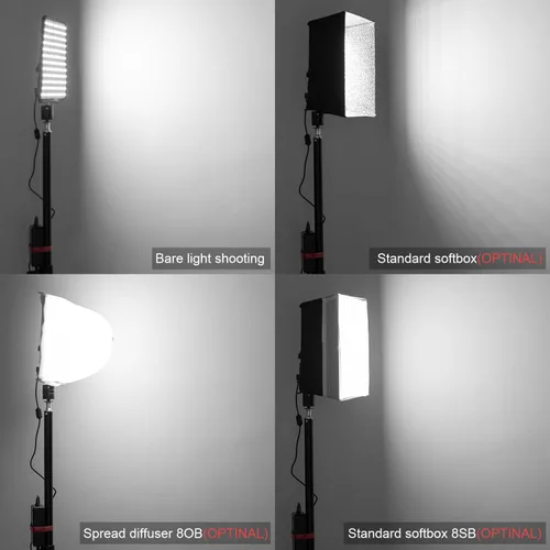 Vista 6 de Fomito Panel de luz LED flexible plegable, iluminación suave regulable en la cámara, 2500K-6500K CRI95, a prueba de salpicaduras para fotografía