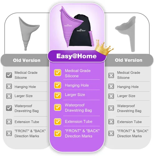 Vista 2 de Easy@Home Dispositivo de micción femenina portátil para mujeres: Embudo de orina de silicona femenina para orinar para orinar taza reutilizable