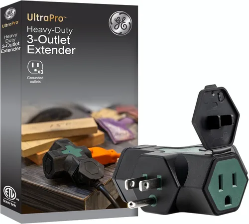 Vista 6 de GE Adaptador de Enchufe en Forma de T con Conexión a Tierra de 3 Salidas, Resistente, Negro, 50872