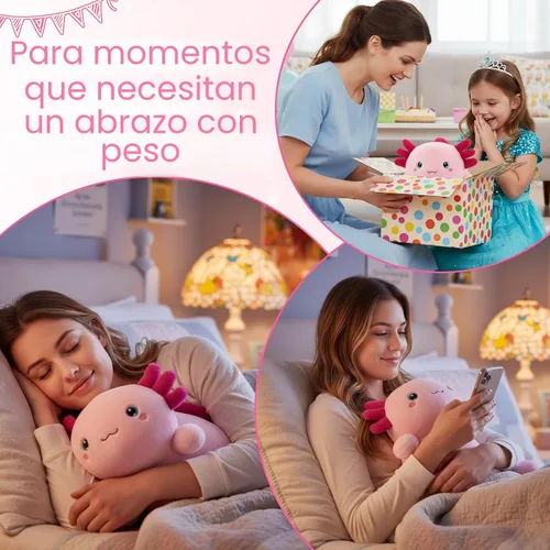 Vista 5 de SQEQE Ajolote de peluche con peso, juguete de peluche de ajolote con peso suave, bonita almohada para abrazar, regalo para niños y adultos