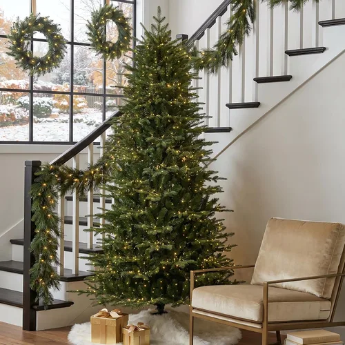 Vista 28 de Glitzhome Árbol de Navidad preiluminado, abeto artificial realista de 7.5 pies con 1,668 puntas y 680 luces centelleantes C3, 10 funciones de Aspen