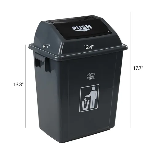 Vista 2 de Readsky Cubo de basura de plástico de 6 galones, tapa oscilante, cubo de basura oscilante, 4 paquetes, gris