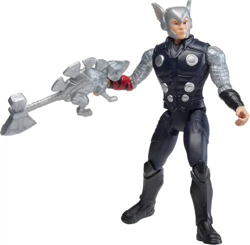 Vista 3 de Marvel Mecasaurios de ataque mecánicos, figura de acción de Thor de 4 pulgadas con accesorio de arma de dinosaurio, juguetes de superhéroes