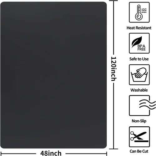 Vista 2 de Tapete de silicona extra grande, tapete de silicona para encimera de cocina, isla, mesa de comedor, protector de encimera, tapete resistente al Negro