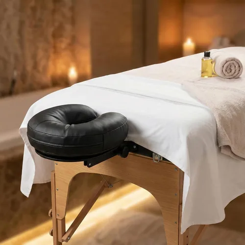 Vista 4 de Royal Massage Cojín universal de espuma viscoelástica para mesas de masaje, almohada ergonómica en forma de U con piel sintética suave y fácil