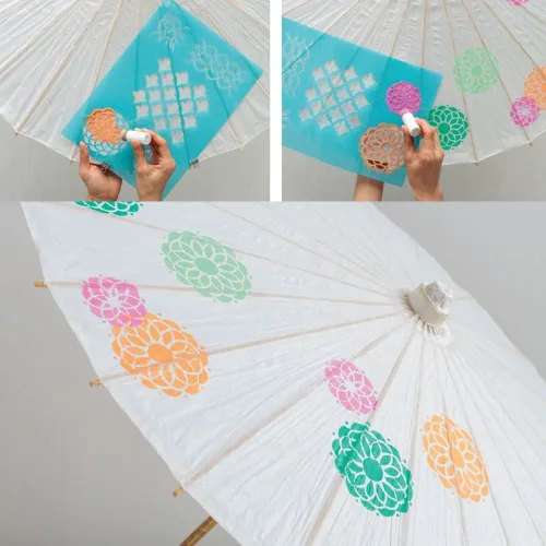 Vista 6 de Fydun - Sombrilla de papel blanco chino, sombrilla decorativa de papel blanco para boda, novia, fiesta, decoración, accesorios de fotos, pintura a