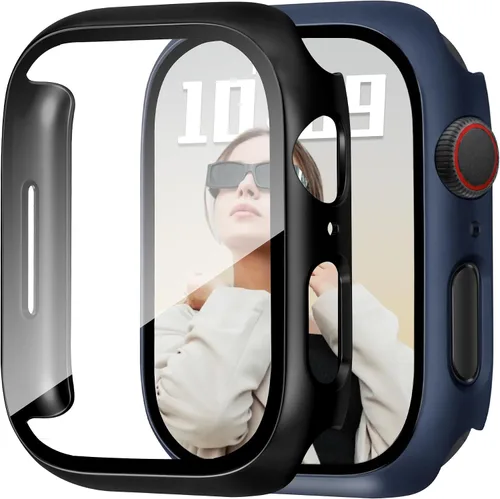 Vista 46 de JR.DM - Juego de 2 fundas de policarbonato duro de 38 mm con protector de pantalla de vidrio templado HD para Apple Watch Series 3/2/1, protector