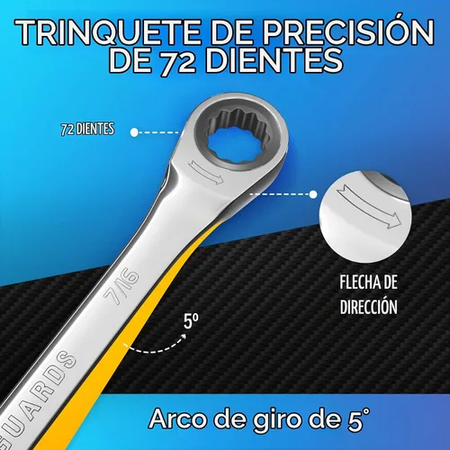 Vista 5 de Llave de 7/16" - Llave de trinquete - Perfil delgado - Llave de trinquete - 100% Garantía de satisfacción de por vida