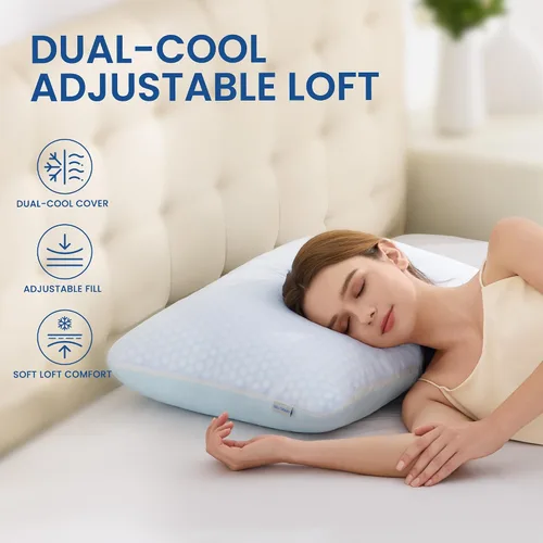 Vista 2 de Almohada de espuma viscoelástica triturada de enfriamiento Relleno triturado azul