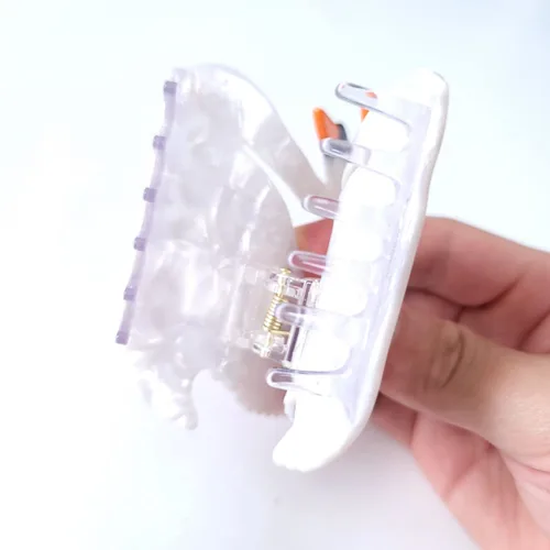 Vista 5 de Clip de garra de cisne blanco,Pinzas de pelo de acetato,Pinzas de garra pequeñas para mujeres