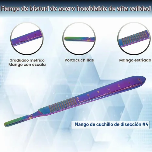 Vista 7 de A2ZScilab - Kit de disección avanzada de 23 piezas, multicolor, arco iris, biología y anatomía, estudiantes de ciencias de acero inoxidable, estuche