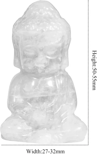 Vista 3 de TUMBEELLUWA Estatua de Buda de bebé de piedra de cristal sentado de 2 pulgadas para decoración de Feng Shui, piedra natural, portátil, figura
