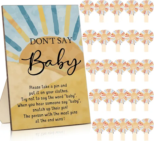 Vista 23 de Unittype 51 Piezas No Digas Bebé Juego de Baby Shower Regalos Incluye Letrero de Baby Shower Tema Abeja y 50 Mini Pinzas de Ropa de Abeja para Niños