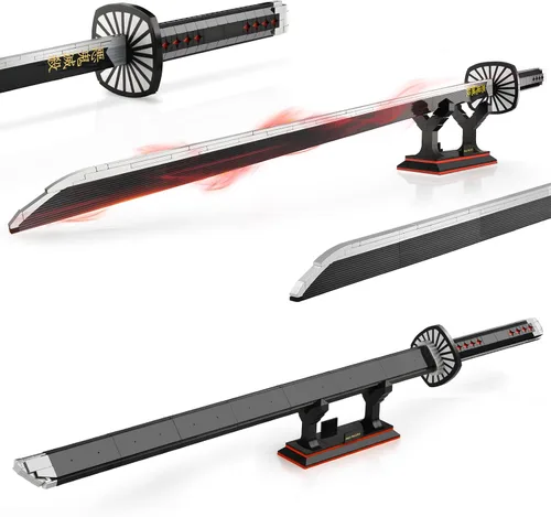 Vista 6 de SATHIBI Demon Swords - Juego de construcción para adultos, kit de modelo de bloque de construcción de cuchillos de 46 pulgadas de largo con soporte