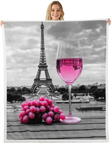Vista 9 de Manta de franela champán para todas las estaciones, romántica manta de cama de vino tinto para decoración del hogar kawaii, manta de feliz día