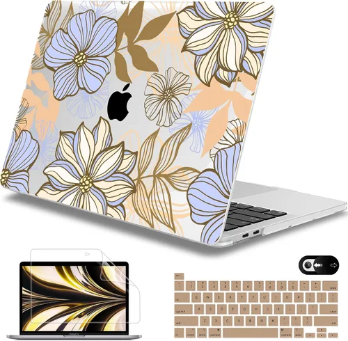 Vista 38 de Mektron Funda para MacBook Pro de 13 pulgadas 2022 2021 2020 versión A2338 M2 M1 A2289 A2251, cubierta rígida de plástico impresa para MacBook Pro