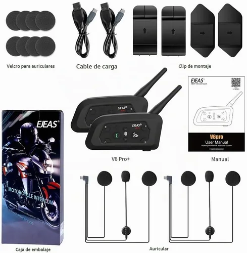 Vista 9 de EJEAS V6Pro+ Intercomunicador de casco de motocicleta, paquete de 2