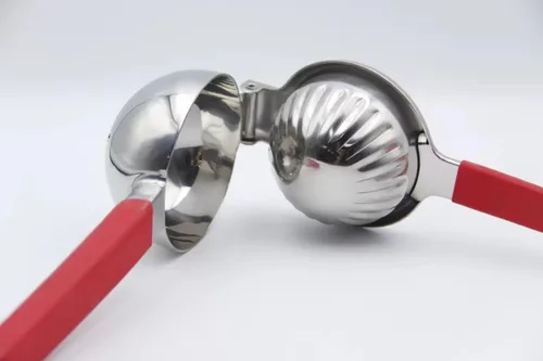 Vista 5 de Exprimidor de acero inoxidable - Prensa de jugo de cítricos de metal, prensa de jugo de fruta de lima con mango de silicona, exprimidor manual