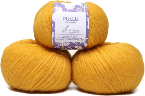 Vista 20 de Pullu - Juego de 3 madejas de hilo de lana de alpaca bebé y merino (150 gramos) de peso worsted - Procedencia directa de Perú - Celestialmente suave