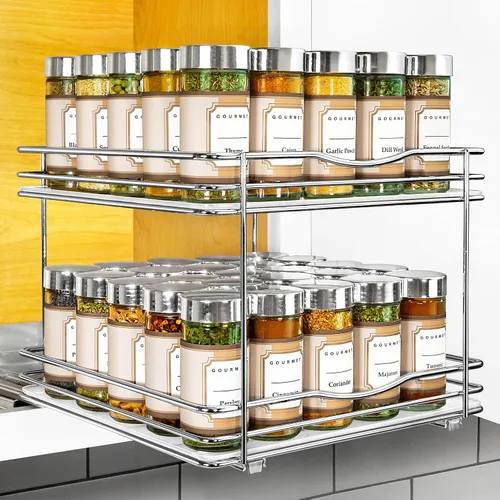 Vista 22 de LYNK PROFESSIONAL® Organizador de especiero extraíble para el interior de armarios de cocina - 4-3/8 pulgadas de ancho - Cajón deslizable - Estantes