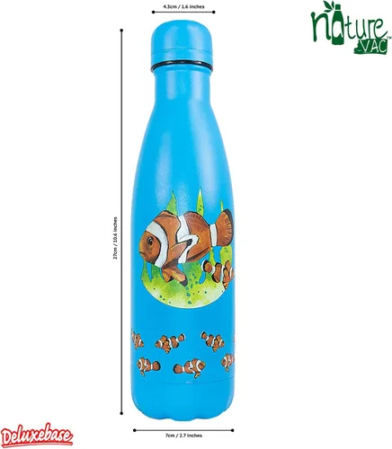 Vista 4 de NatureVac - Pez payaso de Deluxebase. Botella de agua de acero inoxidable con aislamiento térmico de 17 onzas. Frasco de vacío reutilizable y a