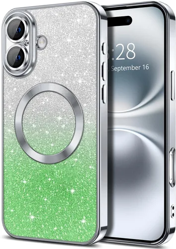 Vista 78 de Hython Funda para iPhone 13 Pro transparente con purpurina magnética [compatible con MagSafe] Protector completo de lente de cámara delgado