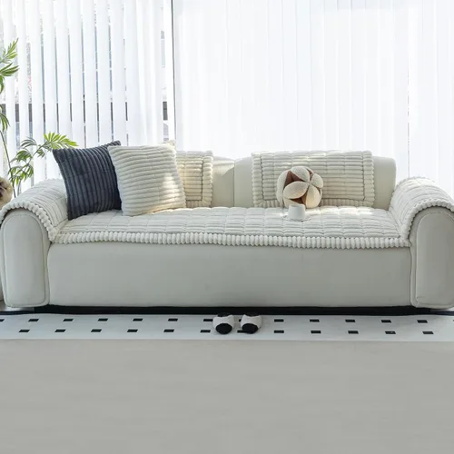 Vista 7 de Funda para sofá, fundas de sofá para perros, lavables, antideslizantes, a rayas, para sofá seccional, protector de muebles para forma de L