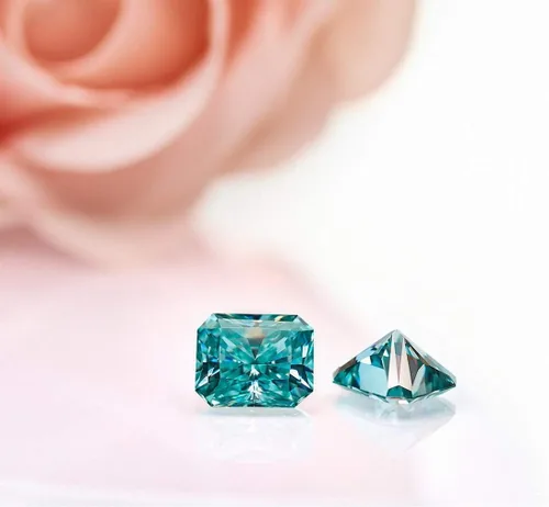 Vista 2 de Moissanita suelta 1.00CT-30.0CT, piedra de moissanita de color azul, claridad VVS1, piedra preciosa brillante de corte radiante para hacer anillos
