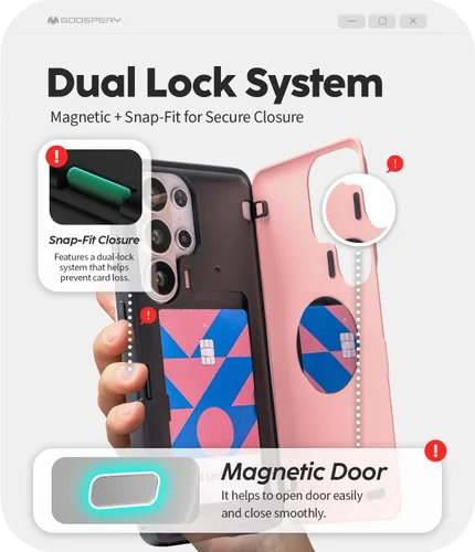 Vista 395 de GOOSPERY Parachoques magnético para puerta compatible con Galaxy S9 Plus, tarjetero tipo billetera con cierre automático por iman, funda protectora