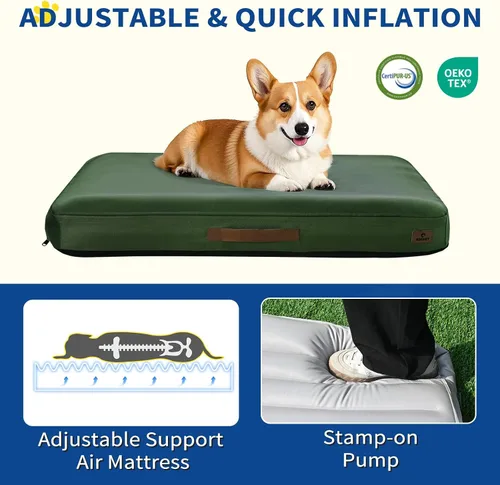 Vista 7 de ABCPET Cama inflable para perros pequeños, para viajes al aire libre, con funda extraíble, cama inflada impermeable para perros de verano con parte