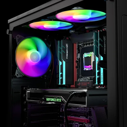 Vista 6 de upHere Larga vida útil de 4.724 in, 3 pines de alto flujo de aire, edición silenciosa, ventilador LED arcoíris para fundas de PC, enfriadores de CPU
