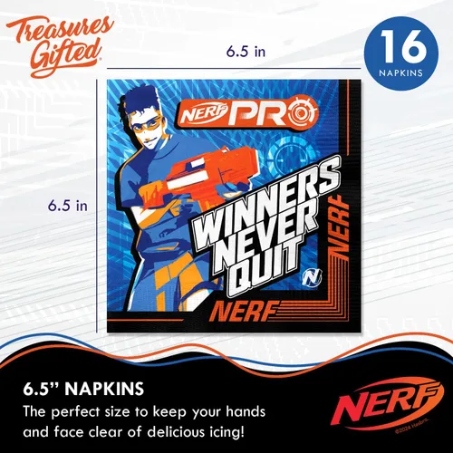 Vista 5 de Treasures Gifted Suministros para fiestas Nerf con licencia oficial – Sirve a 16 invitados – Juego clásico de vajilla – Decoraciones de fiesta