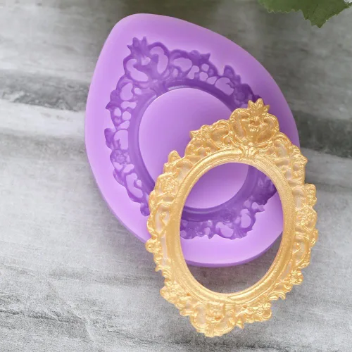 Vista 8 de Marco de espejo Molde de silicona Fondant Sugarcraft Cake Decorating Tools Chocolate Candy Mold-S