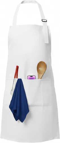 Vista 11 de Xeoxarel Delantal de chef para hombres y mujeres, 31 x 27 pulgadas, grande con lazos de cintura de 36 pulgadas, 2 bolsillos, delantales de cocina