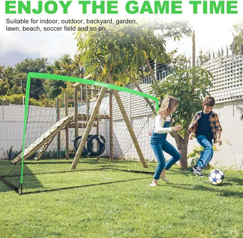 Vista 5 de BOHEN 9x5 FT Portable Metal Soccer Goal for Backyard, Steel Frame Soccer Net with Carry Bag, Fun for Outdoor Indoor Training Games for Kids and