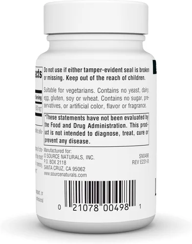 Vista 3 de Source Naturals Acetil L-carnitina, 500 mg, 30 tabletas