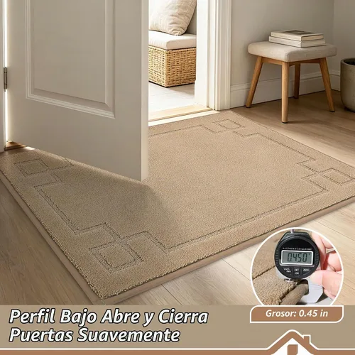 Vista 5 de BEQHAUSE - Tapete para puerta de 20 x 32 pulgadas, antideslizante, lavable para interiores, color beige