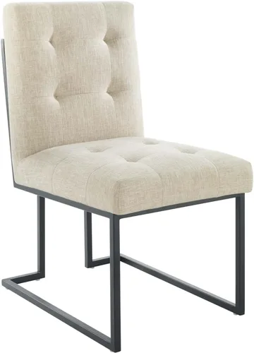 Vista 9 de Modway Privy Taburete tapizado de tela de acero inoxidable negro, beige