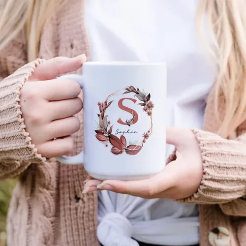 Vista 5 de Taza de café con nombre personalizado, regalo para mamá, esposa, novia, tazas personalizadas para mujeres con letra personalizada del alfabeto, taza