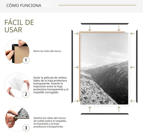 Vista 6 de MCS Marco para Póster Original 22x28 Negro Ligero Vertical y Horizontal para Colgar en la Pared Marco Grande para Pósteres, Impresiones Artísticas