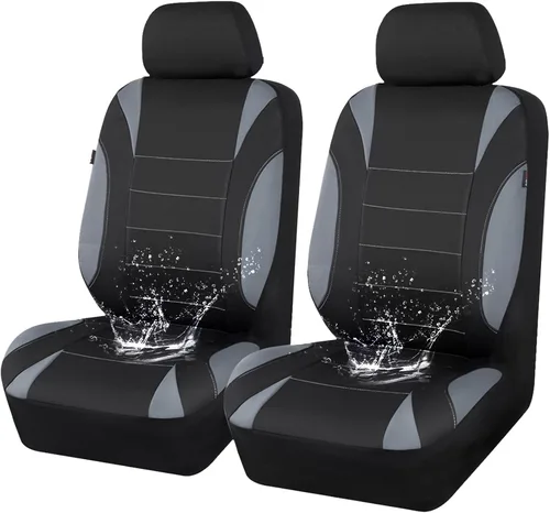 Vista 22 de Car Pass - Fundas impermeables de neopreno para asientos, juego completo negro de ajuste universal, fundas protectoras para interior de auto SUV