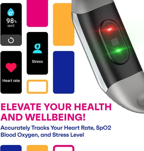 Vista 2 de OCTANDRA Active 2 VeryFit Fitness Tracker Ritmo cardíaco SpO2 Saturación de oxígeno en sangre Monitor de sueño Pantalla de 1.05 pulgadas, contador